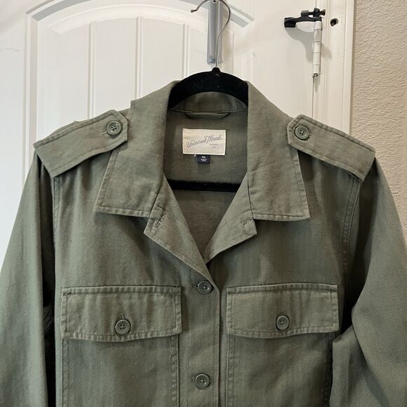 Universal Thread Army Green Button Up Utility Shirt Long Sleeve Womens Size XXL - Picture 2 of 10